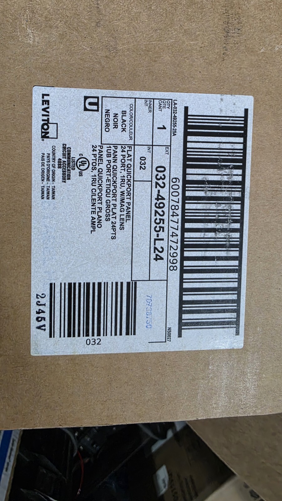Leviton 49255-L24 1RU 19” 24‑Port Patch Panel w/Magnifying Lens Label Holder