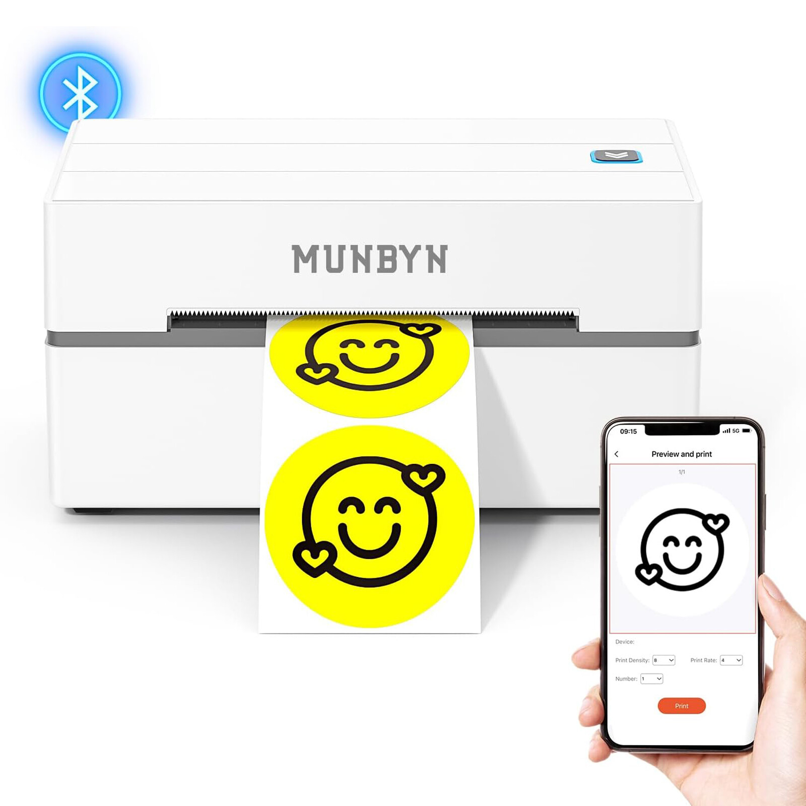 MUNBYN Bluetooth Thermal Label Printer 130B Wireless 4x6 Shipping Label Printer