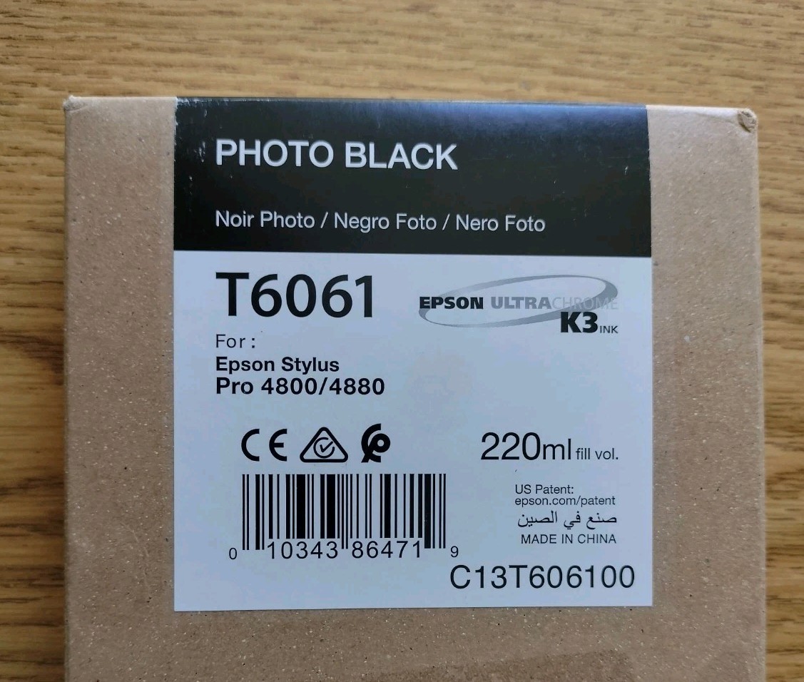05-2013 NEW GENUINE EPSON T6061 PHOTO BLACK 220ml K3 INK STYLUS PRO 4800 4880