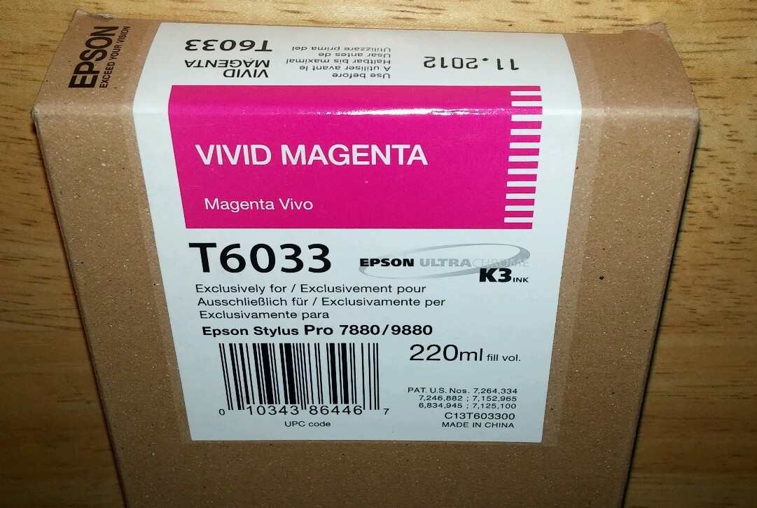 10-2021 NEW GENUINE EPSON T6033 VIVID MAGENTA 220ml INK STYLUS 7880 9880 T603300