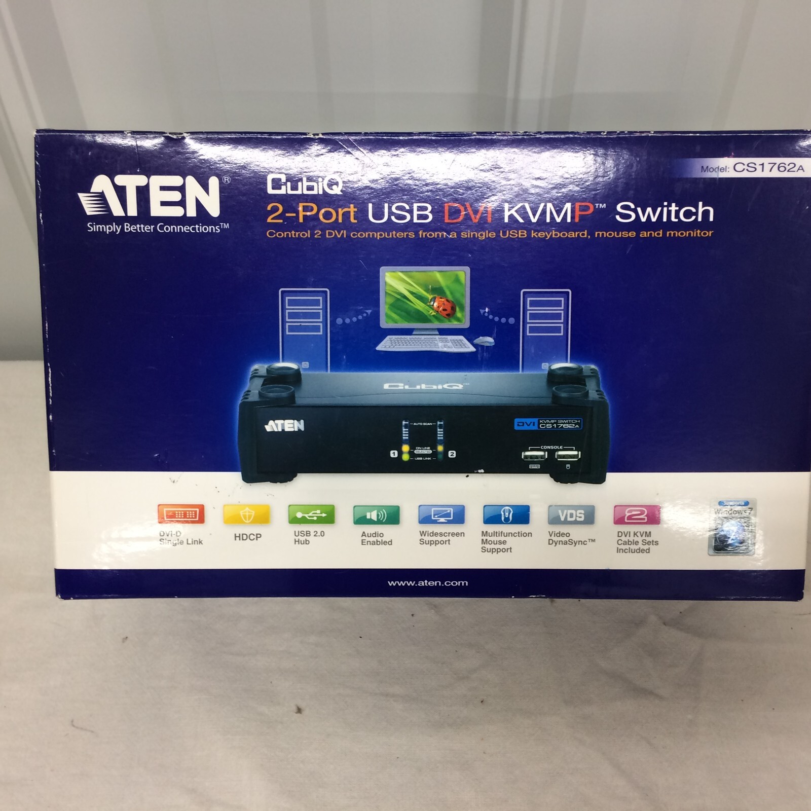 Aten CS1782A 2-Port USB DVI Dual Link KVMP Switch CubiQ