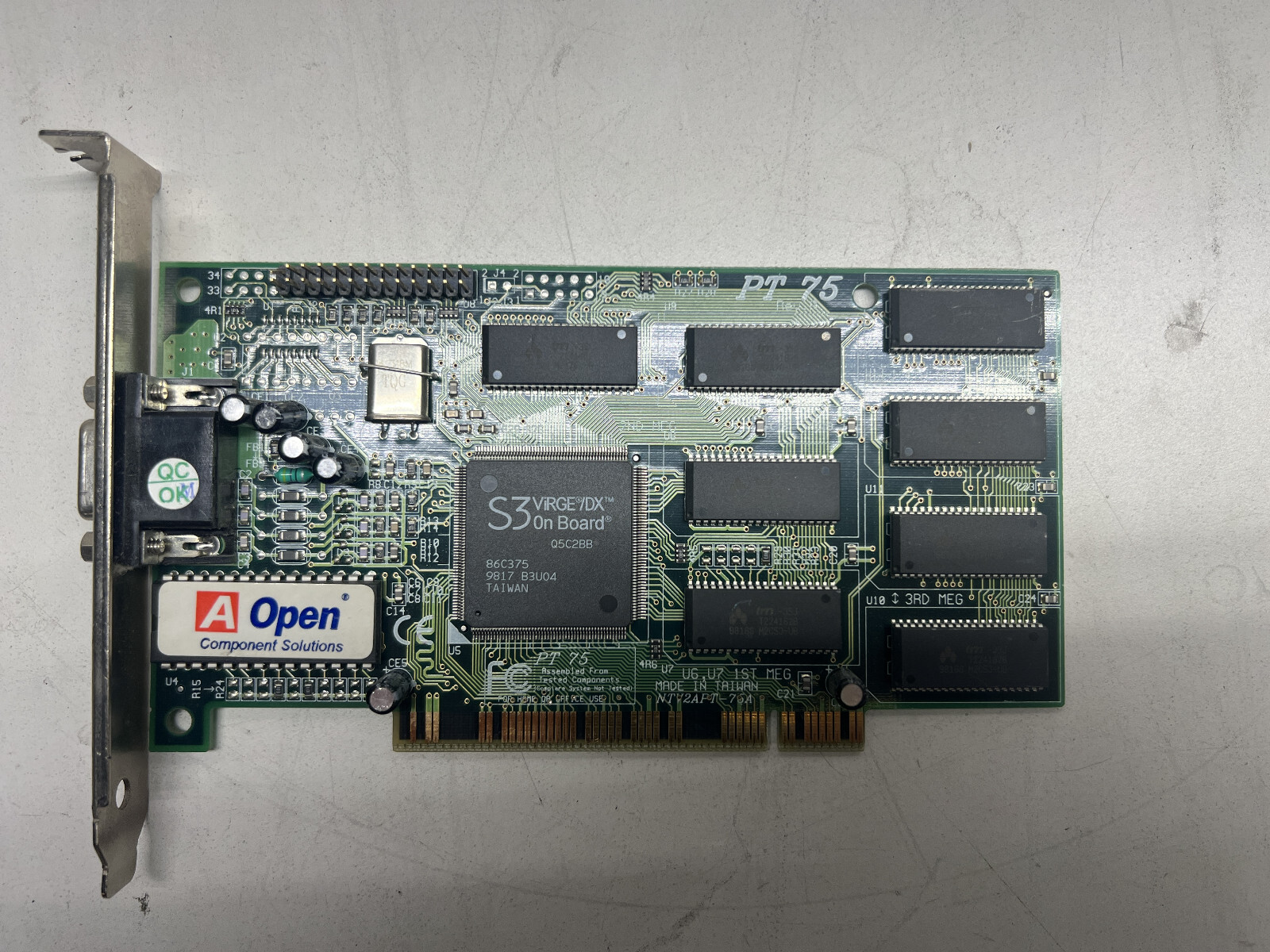VINTAGE AOPEN PT75 REV A S3 VIRGE/GX  4 MEG PCI VGA CARD 54.AC888.004 MXB116