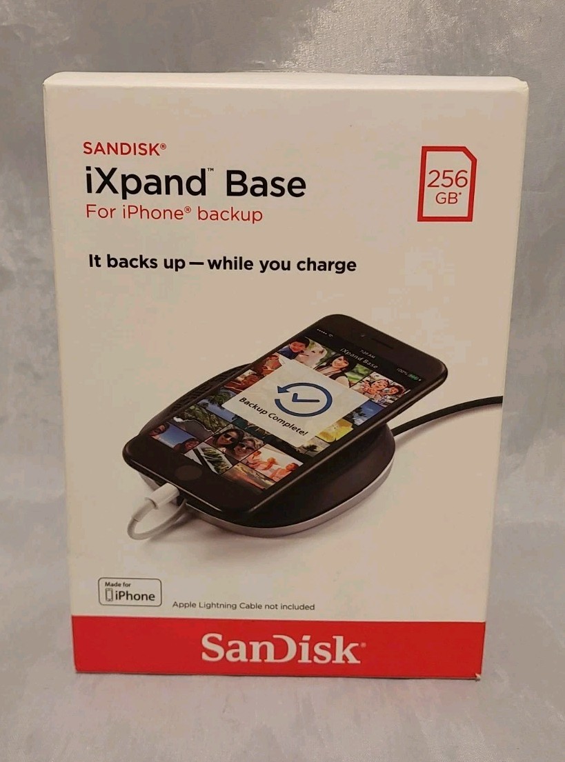 SanDisk 256 GB iXpand Base for iPhone Charging and Backup New, Factory Sealed