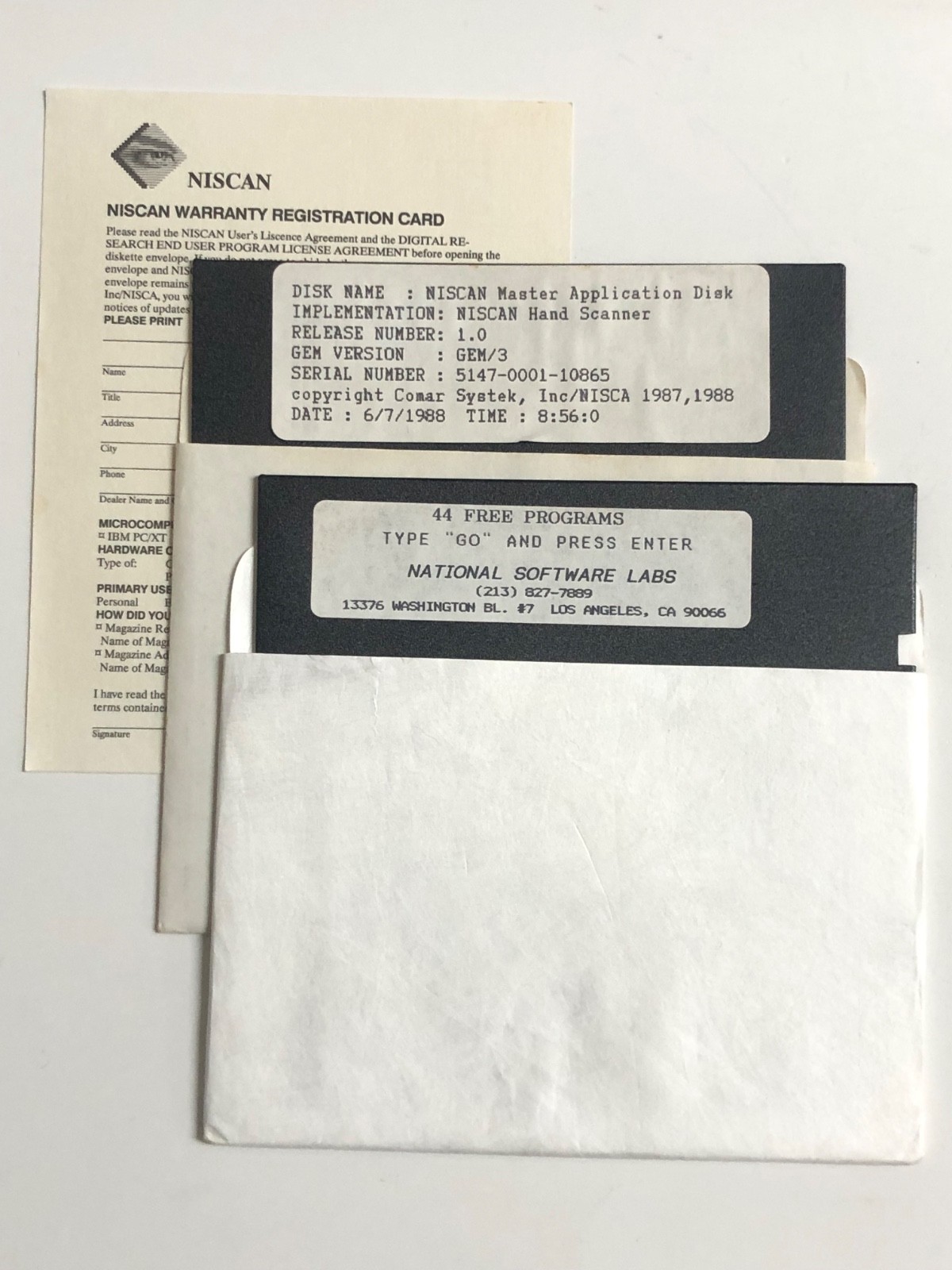 Niscan / Free Programs Lot of 2 PC 5.25 Disks