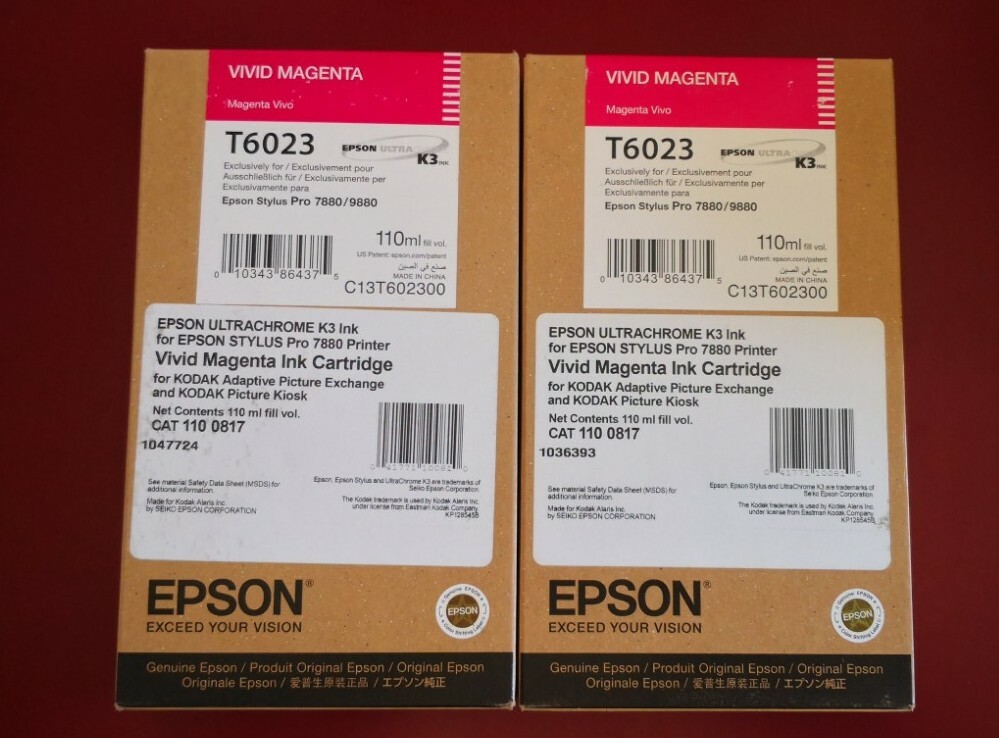 (2) NIB 10-2021 GENUINE EPSON T6023 VIVID MAGENTA 110ml INK 7880 9880 As T6033