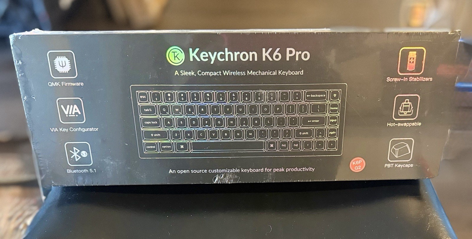 Keychron K6 Pro QMK VIA BT Wired Mechanical Keyboard Hot-Swappable Blue - K6P-G2