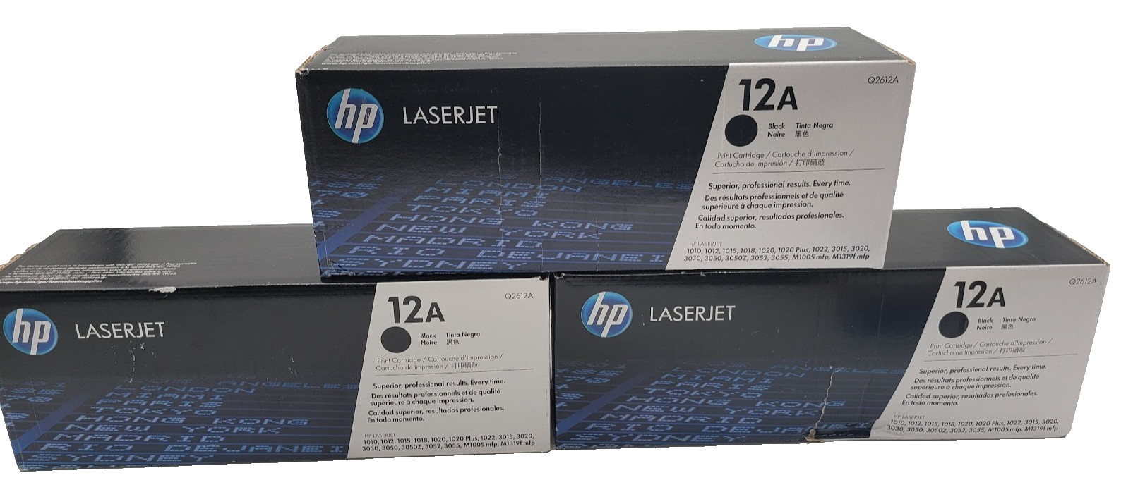 3X HP LASERJET 12A TONER CARTRIDGE Q2612A BLACK