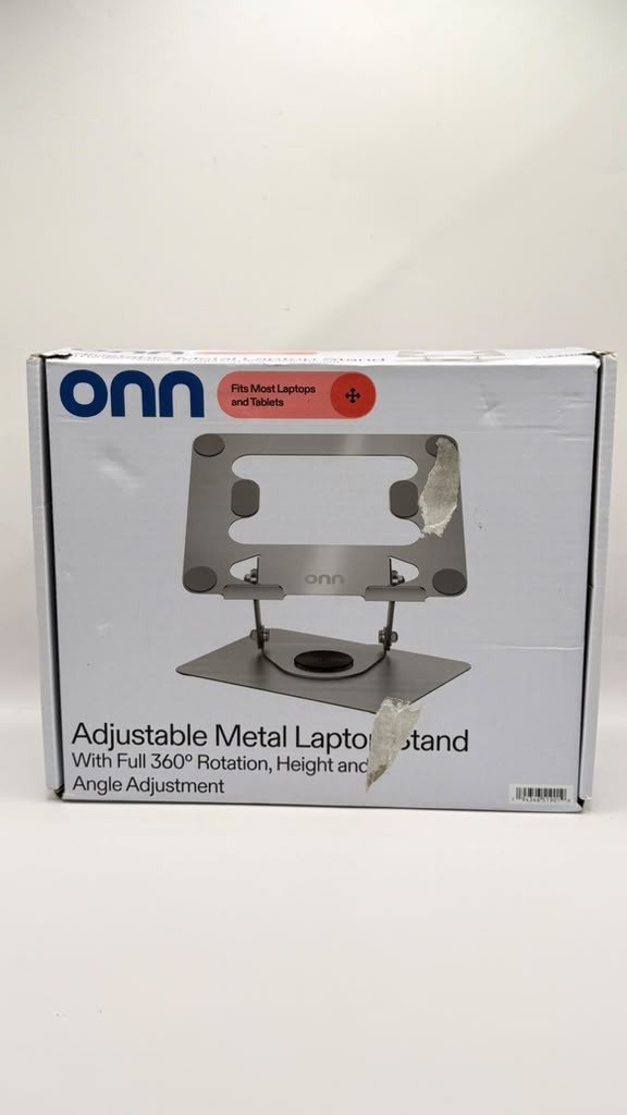 onn Adjustable Metal Laptop Stand 360° Rotating Height & Angle Adjustable Silver