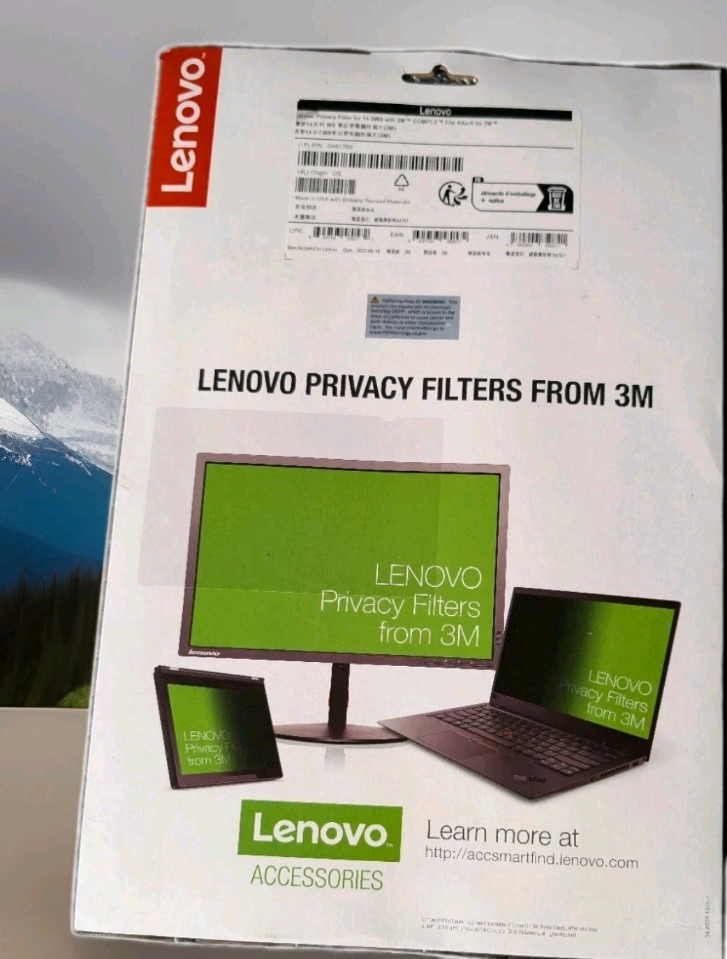 Lenovo 0A61769 For 14.0W9  14" Wide Screen Privacy Filter With 3M™  Comply™