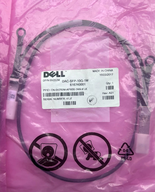 `Dell 0V250M 0358W 1M 10G SFP+ DAC‑SFP‑10G‑1M Direct Attach Copper Twinax Cable`