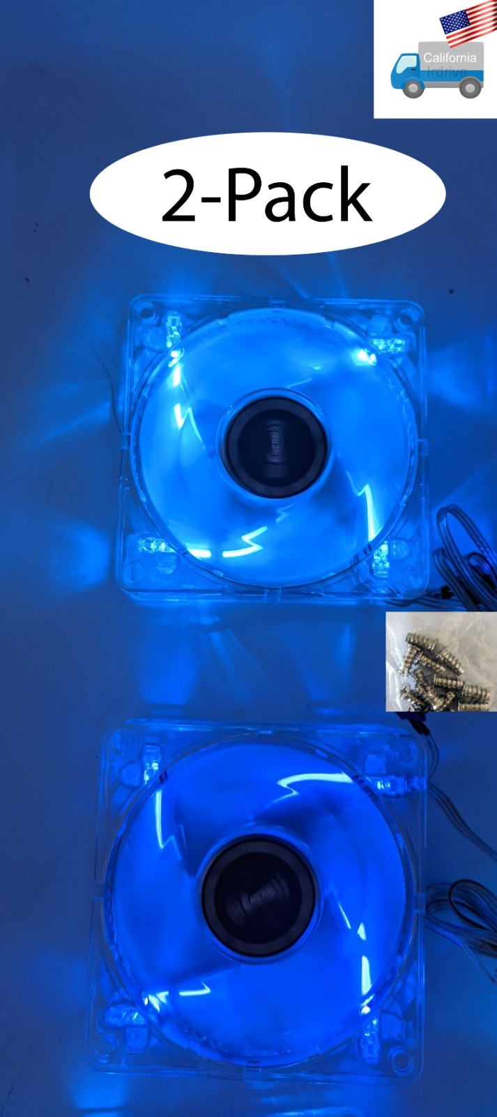 2pack: NEW Enermax Twister 80mm x 25mm Blue LED ON/OFF 3pin PC Case Cooling Fan