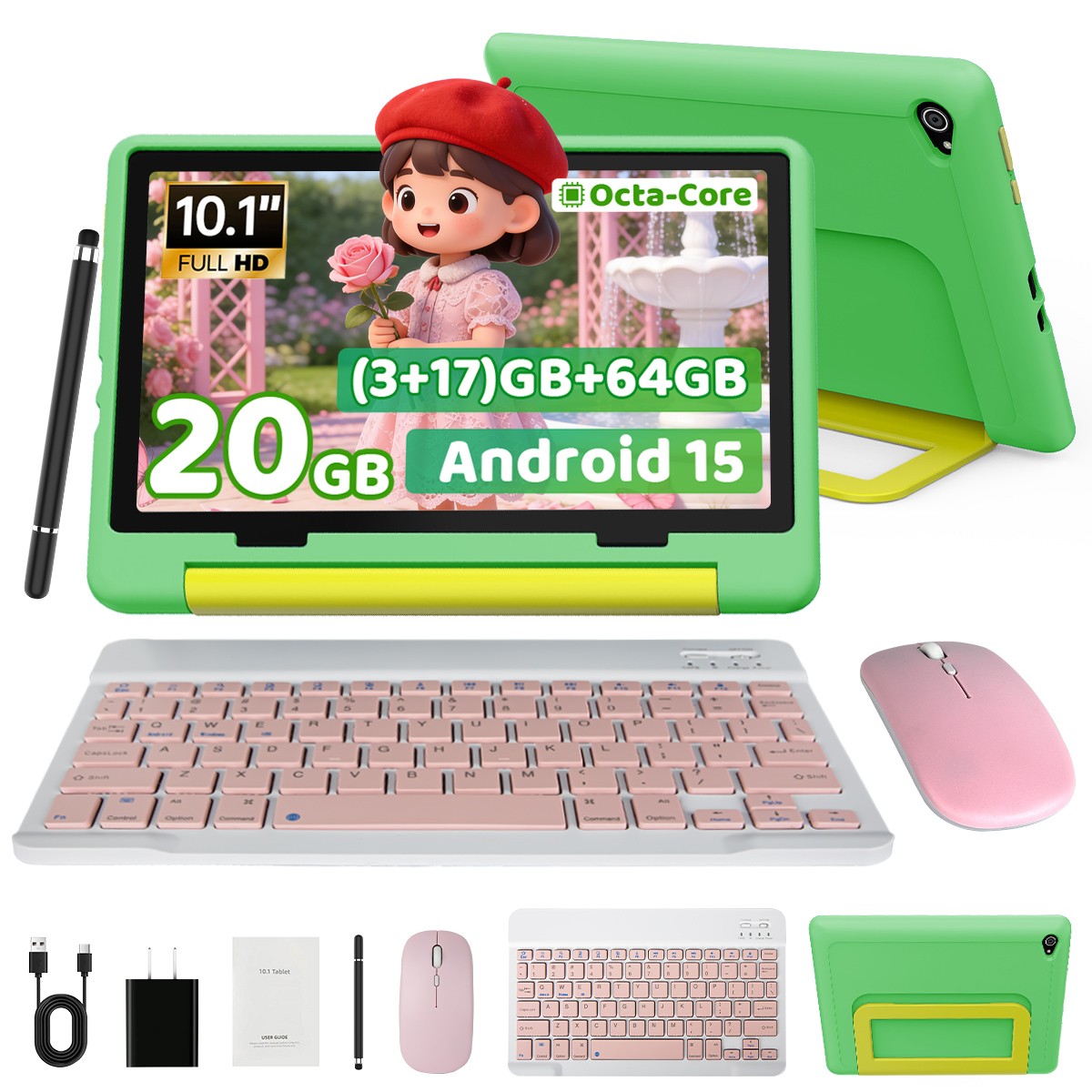 10.1 Inch Kids tablet 20GB RAM 64GB ROM(TF 1 TB) IPS LCD Android 15 WIFI 6 BT