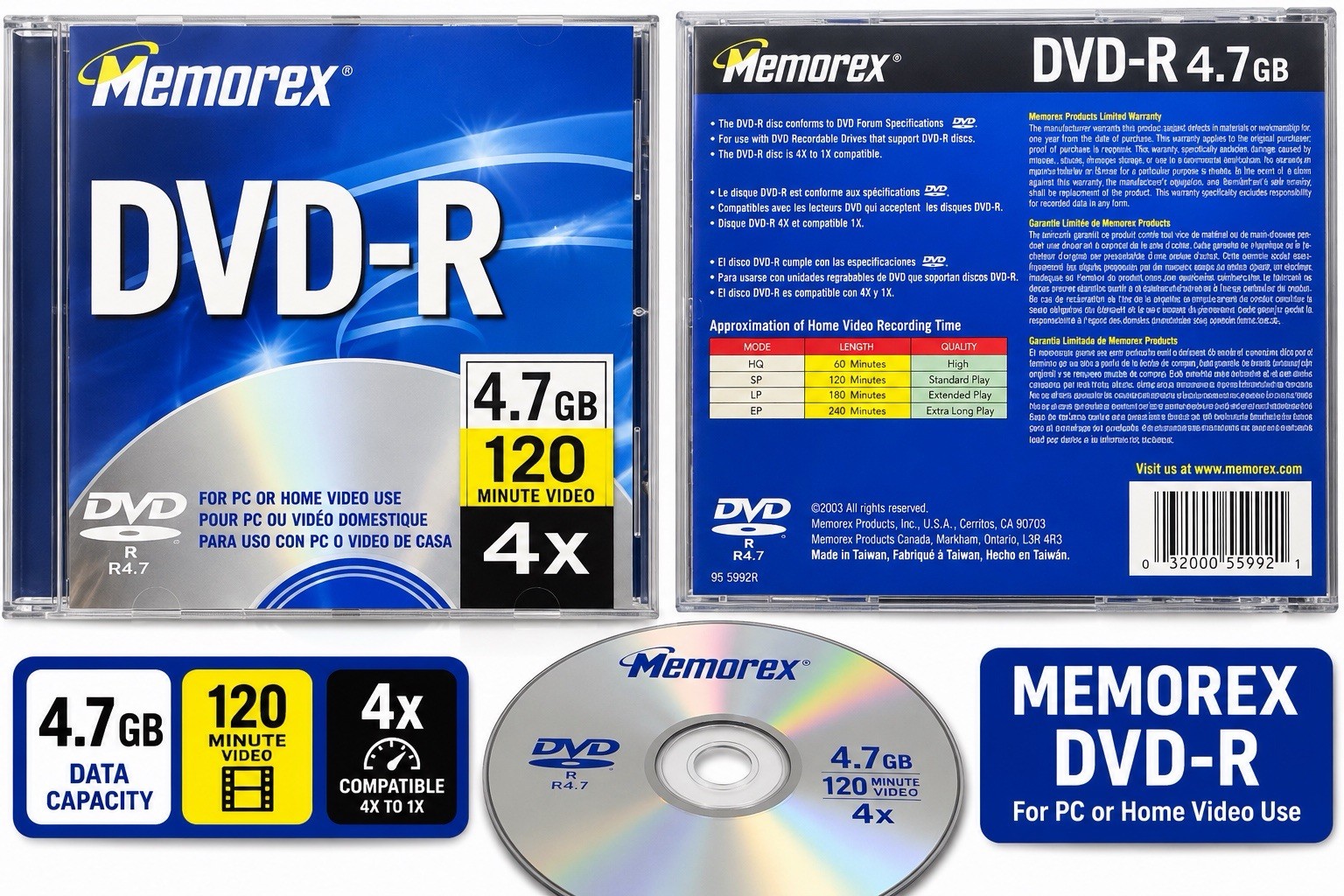 (Lot of 2) Memorex DVD-R 4.7GB 120Min 4x NEW SEALED DR4