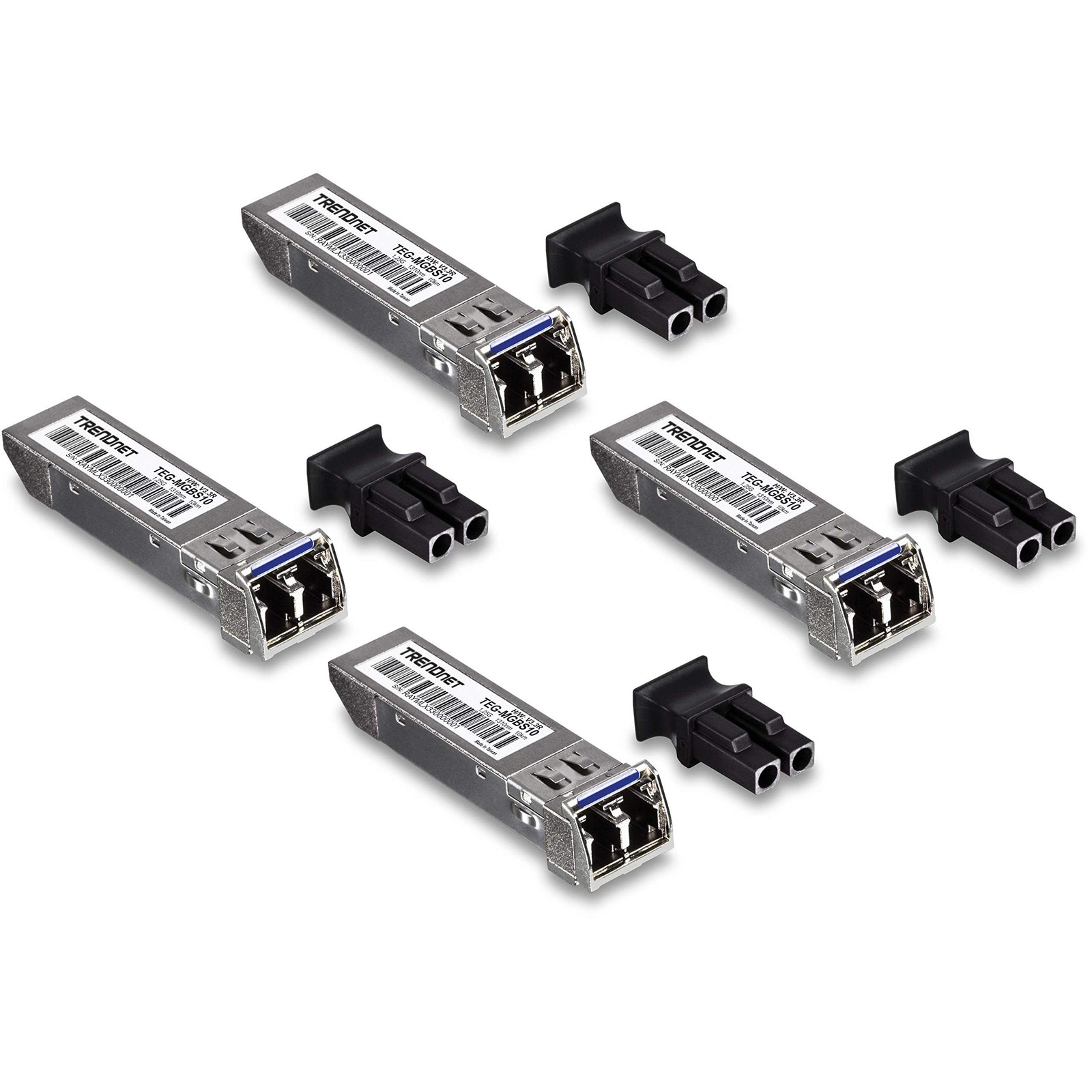 TRENDnet SFP Single-Mode LC Module 4-Pack, TEG-MGBS10/4, For Single Mode Fibe...