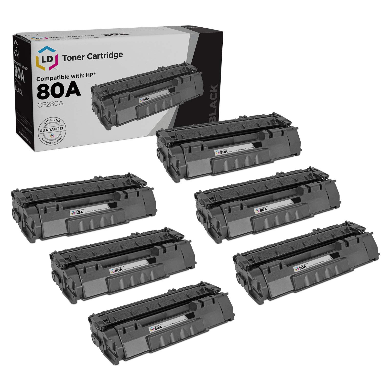 LD Products 6PK Replacement for HP 80A Toner Cartridge CF280A 80X CF280X SY