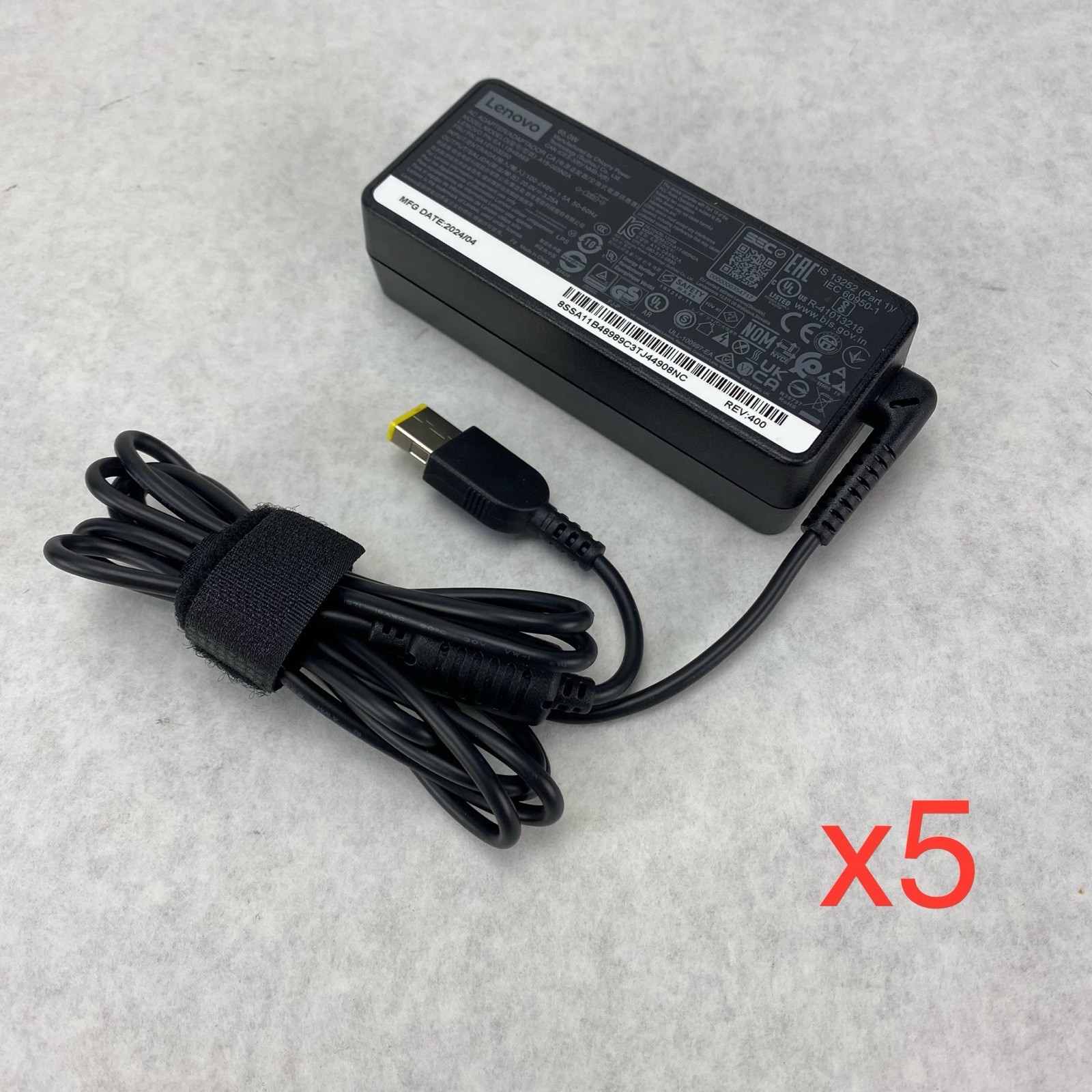 Lenovo 5A10V03250 20V 3.25A 65 WA19-065N2A AC Adapter (Lot of 5)