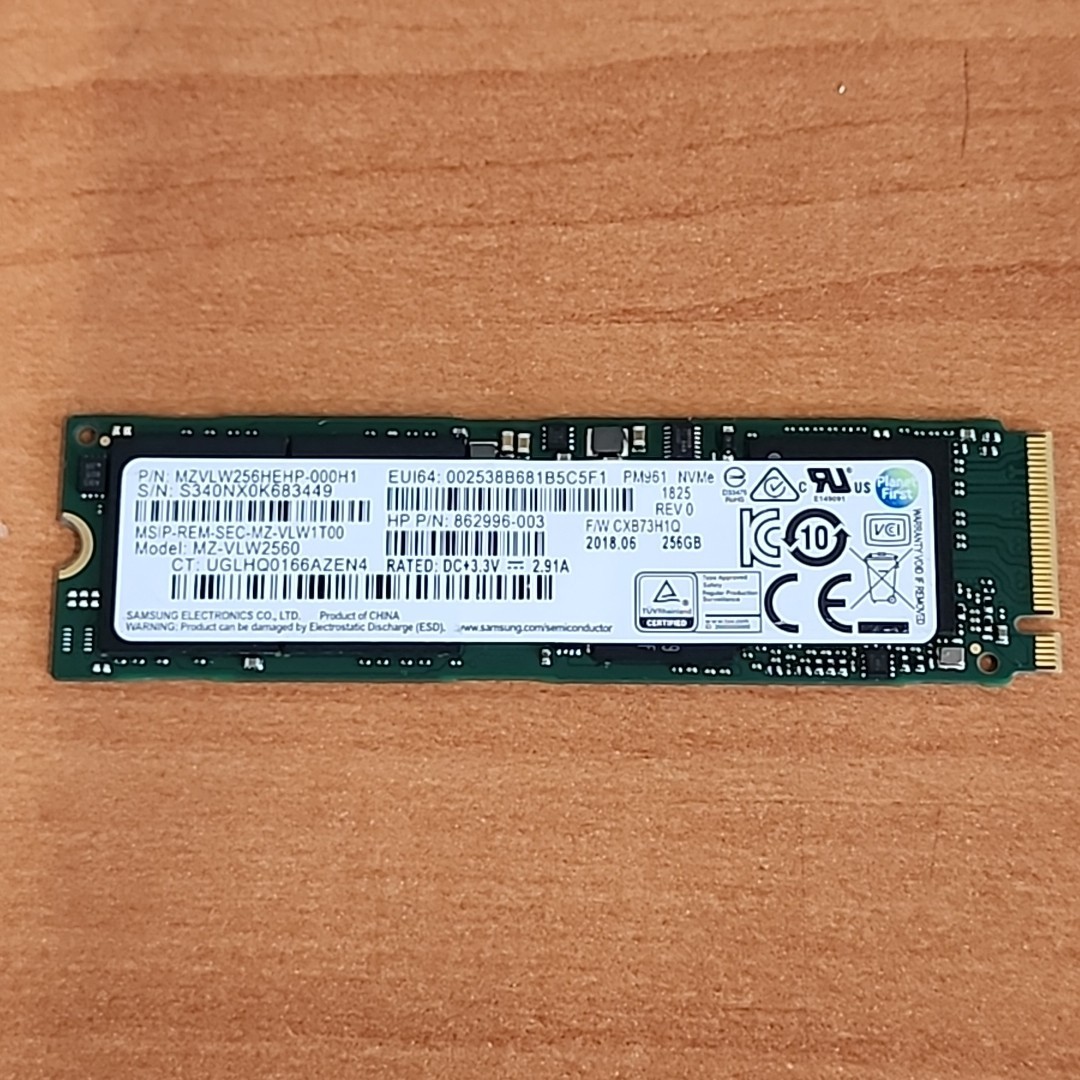 Samsung PM961 256GB M.2 2280 Gen3 x4 NVMe SSD HP 862996-003 mzvlw256hehp-000h1