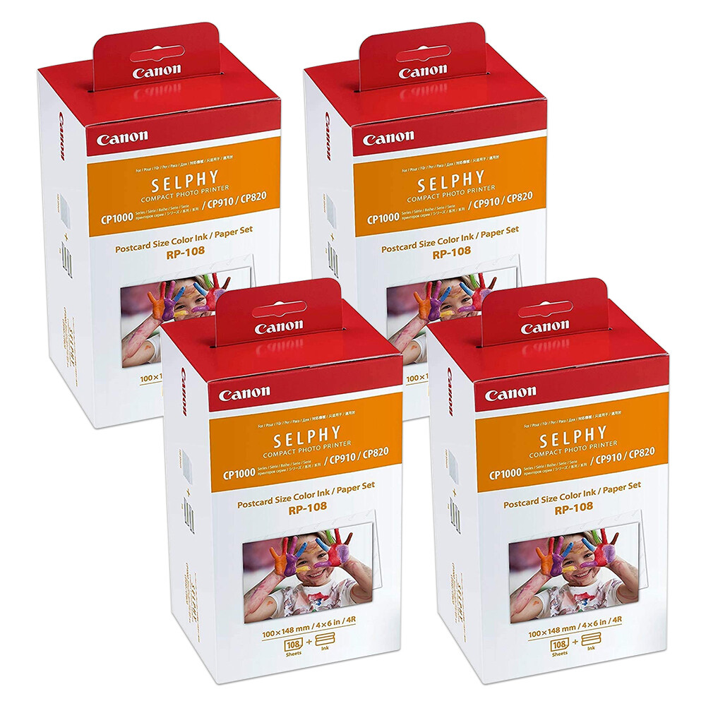 4X Canon KP-108IN Color Ink Paper Set 4x6 for Canon Selphy CP1300 CP1200 CP910