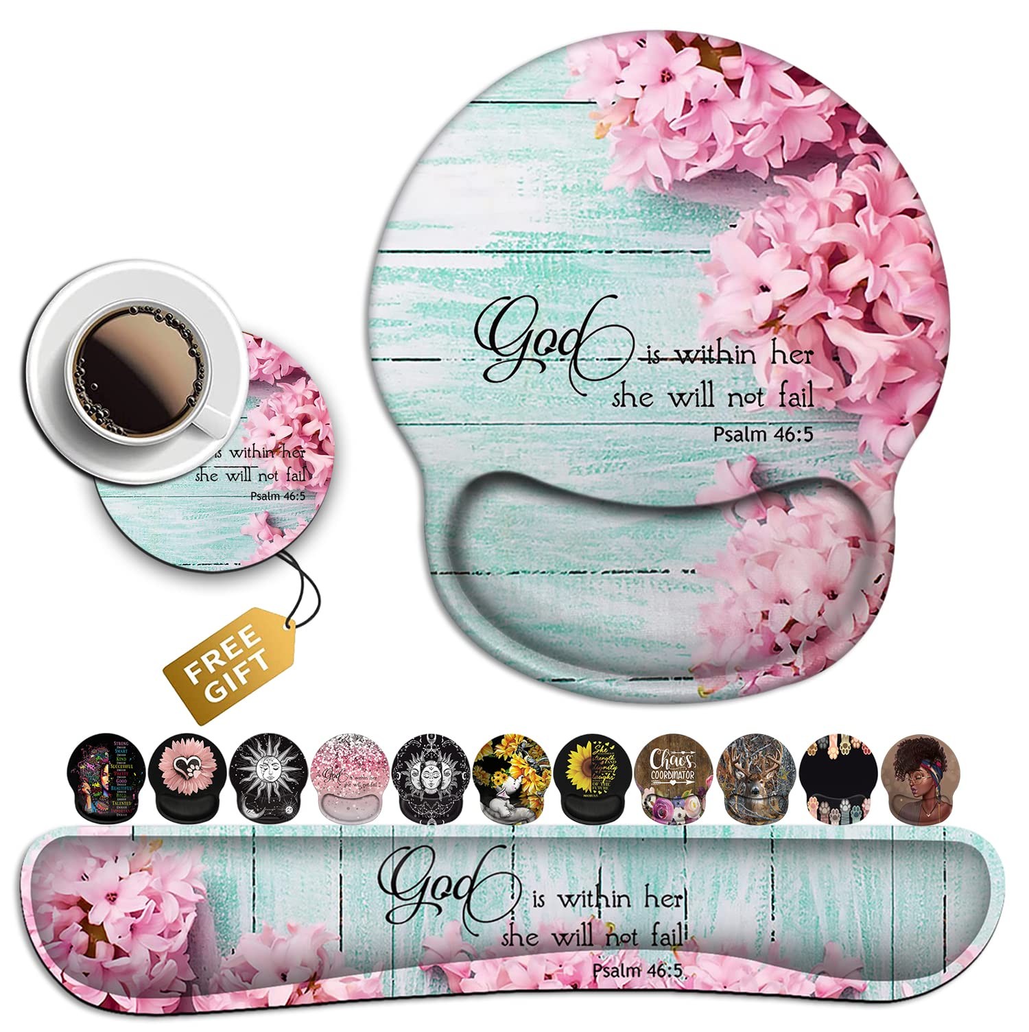 Mouse Pad with Wrist Support, Ergonomic Gel Mouse Pad Beautiful Flowers,Pink ...