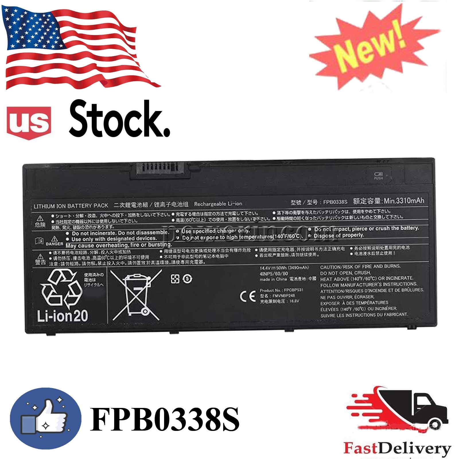 New 50Wh FPCBP531 FPB0338S battery For Fujitsu Lifebook T937 T938 akku