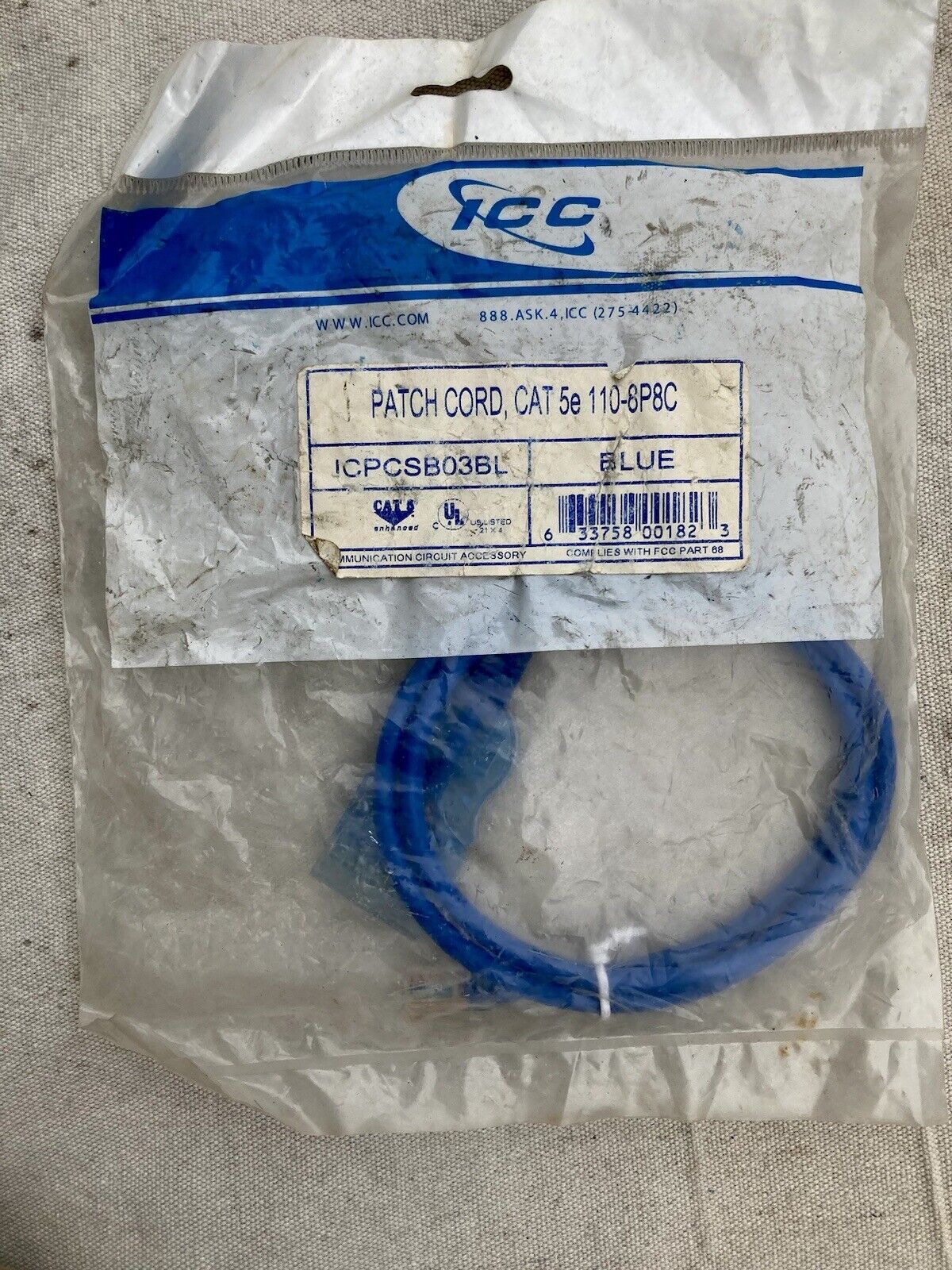 ICC 110 to RJ-45 CAT-5E 1’ Patch Cable