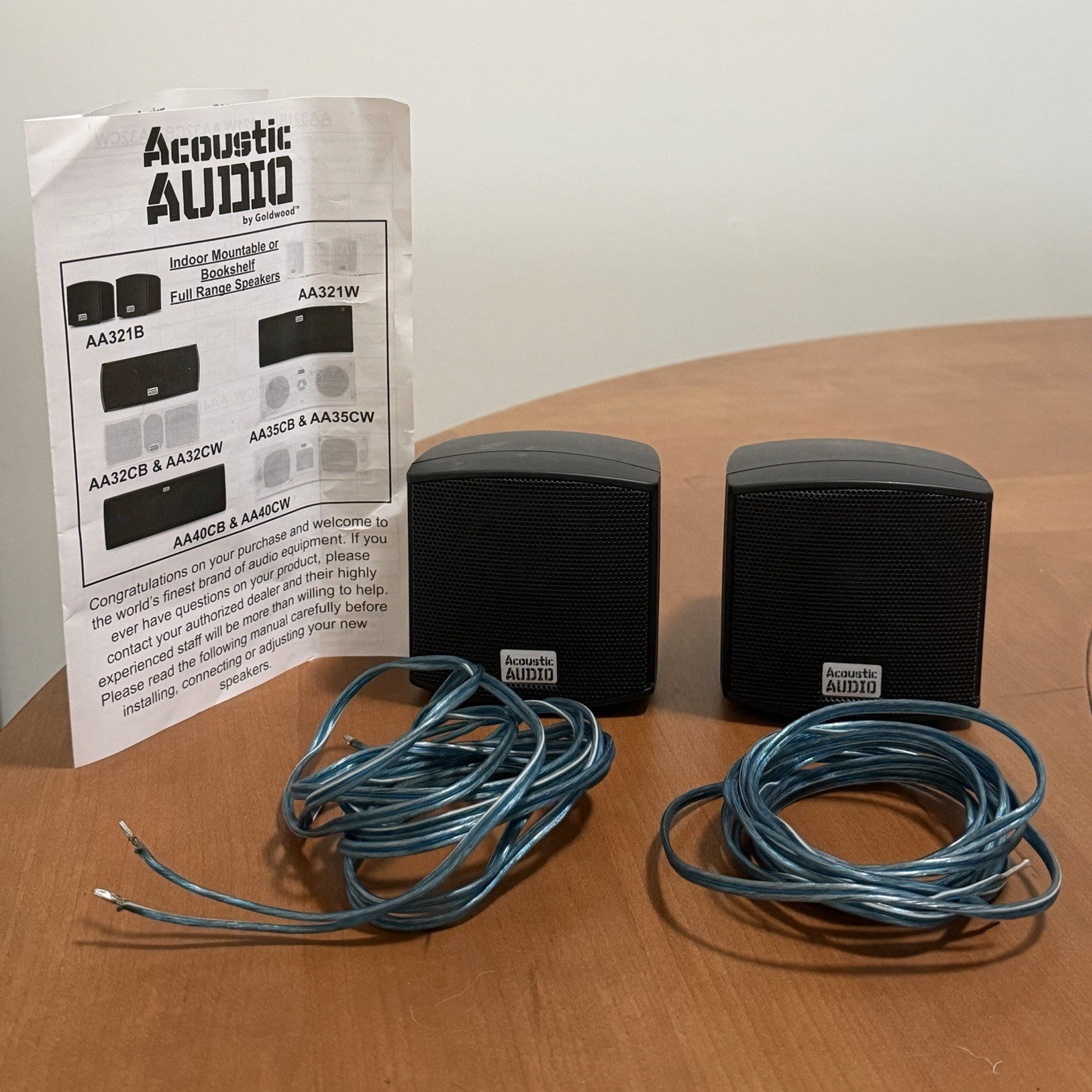 Acoustic Audio AA321B Bookshelf Speakers Pair 200W Black w/ Wire & Manual