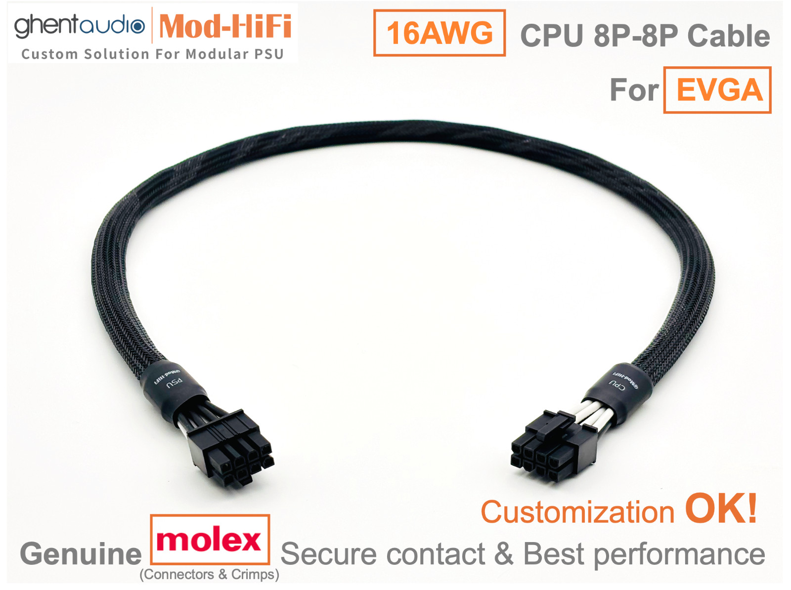 ⚡️16AWG CPU 8P Cable for EVGA SuperNOVA G+ 1600W 1300W 1000W... -📏70cm/27inch