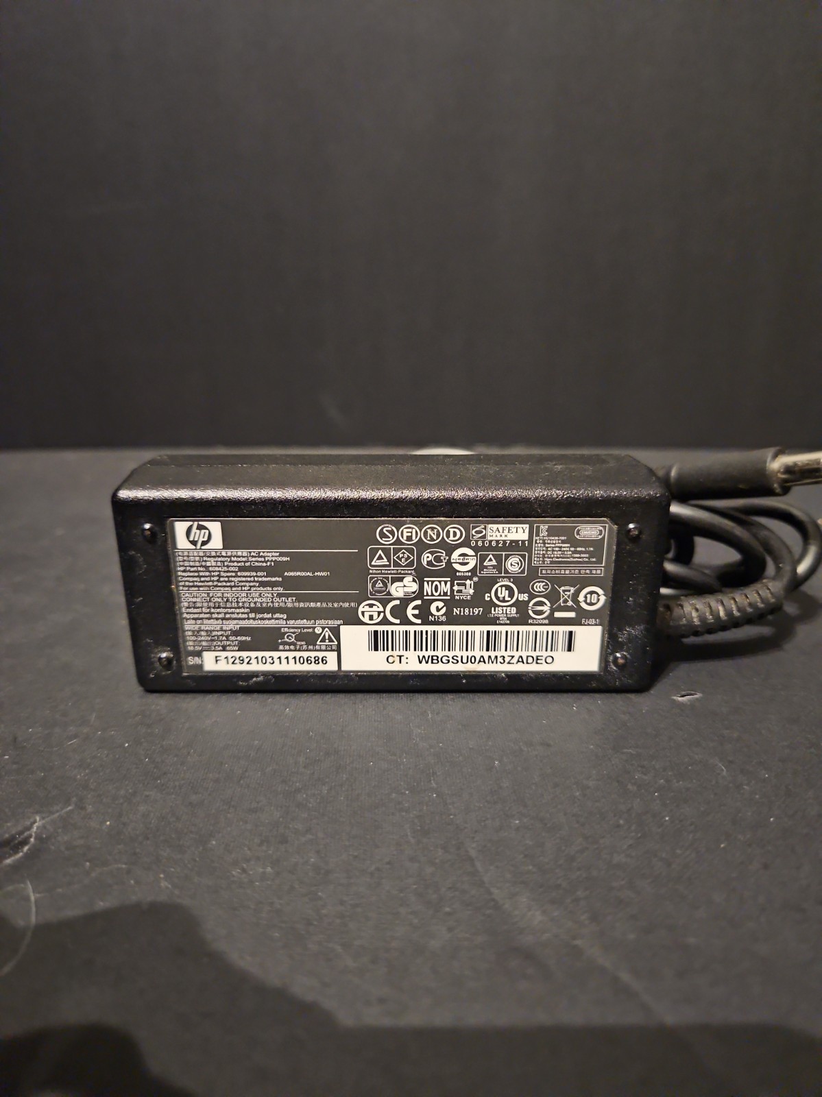 Genuine HP PPP009H 18.5V 3.5A 65W AC Power Adapter Charger Used