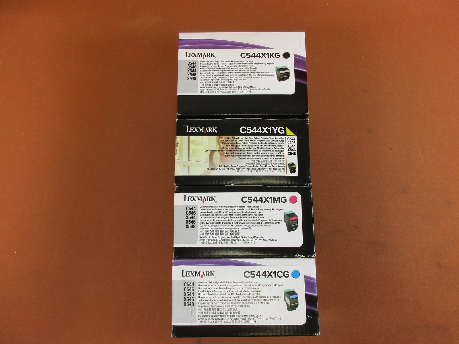 GENUINE LEXMARK C544X1KG/C544X1CG/C544X1MG/C544X1MG BK/C/M/Y Original Box