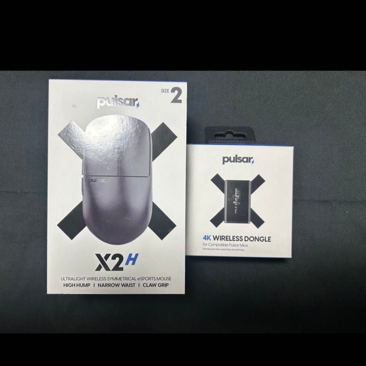 Pulsar X2H MINI Gaming Mouse 4K dongle Grip tape in box