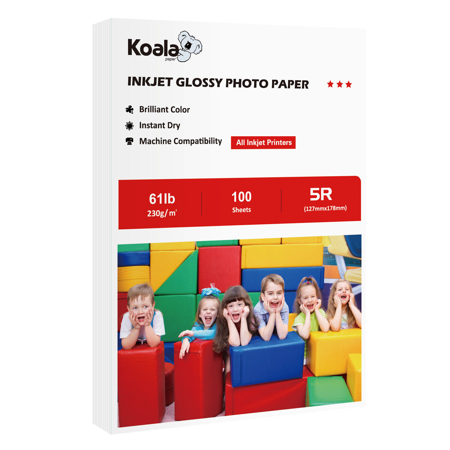 100PK Koala Premium Photo Paper 5x7 Glossy Card 61lb for Inkjet Printer HP Canon
