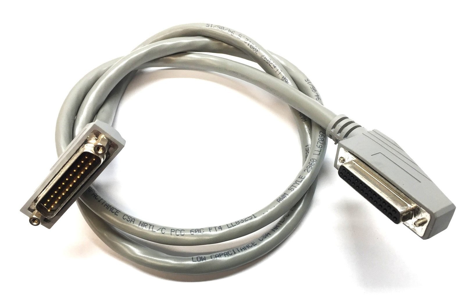 AMP Custom Angle 4' DB25 Pin Male to DB25 Female Legacy Cord (LL67097) NOS