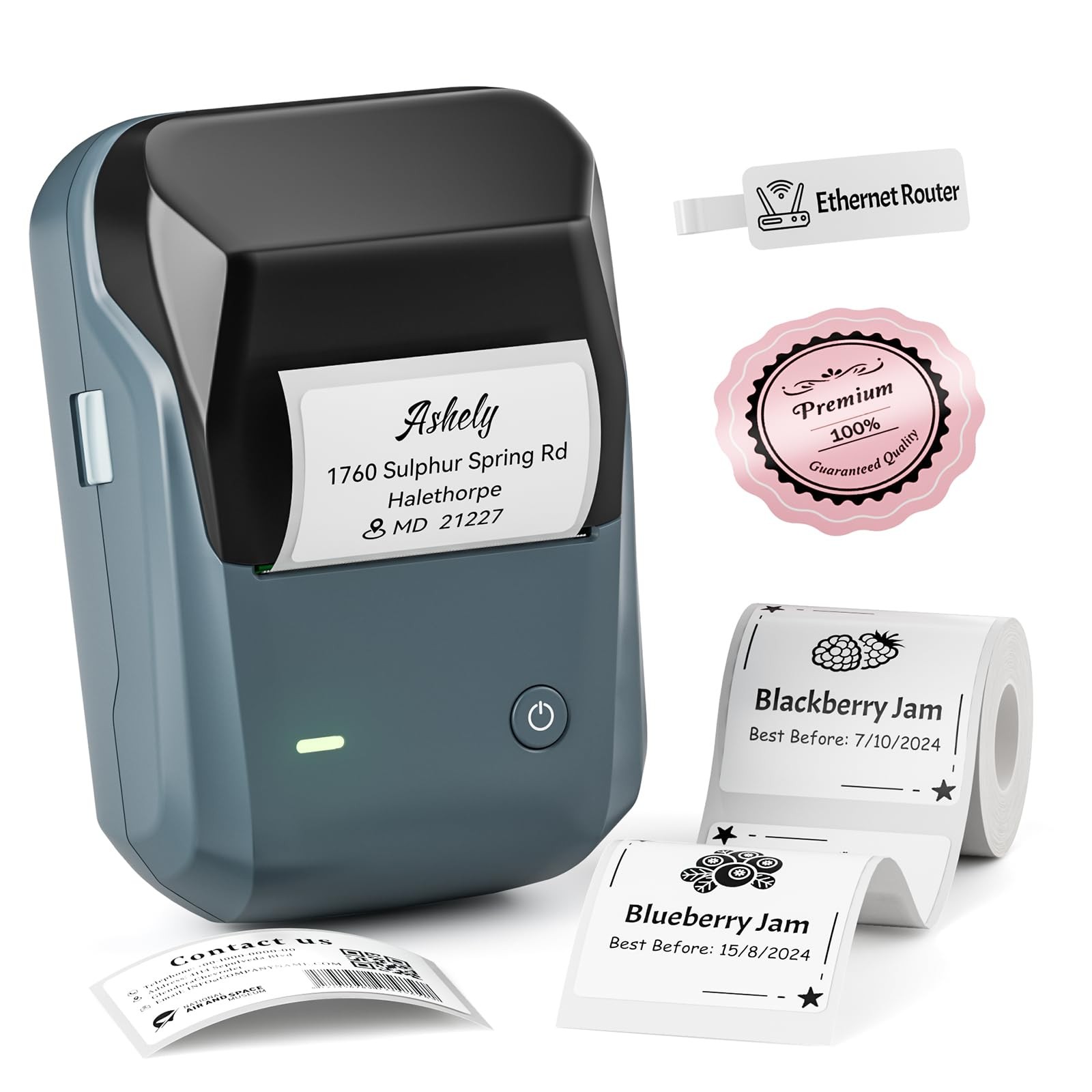 B1 Label Maker Machine with Tape, 2Inch Thermal Label Printer, Blue