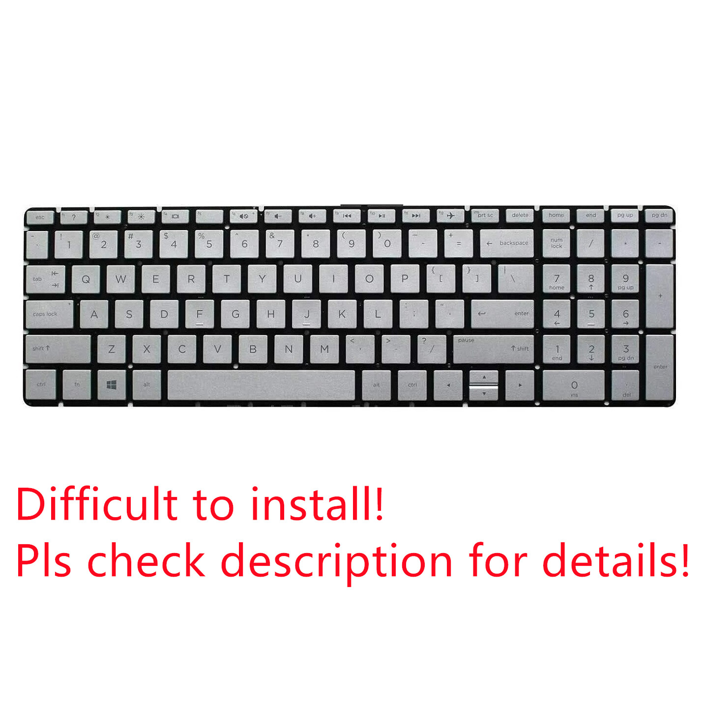 Original US Silver Non-Backlit Keyboard for HP Pavilion 15-cc610ms