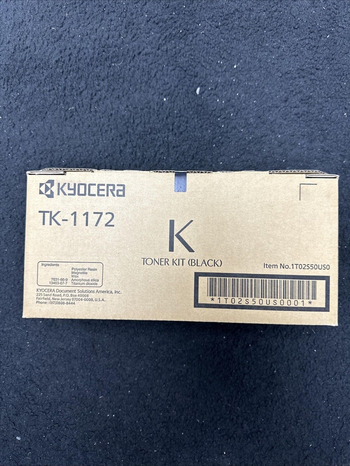 Brand New - Genuine Kyocera TK-1172 Black Toner Cartridge. Item No. 1T02S50US0