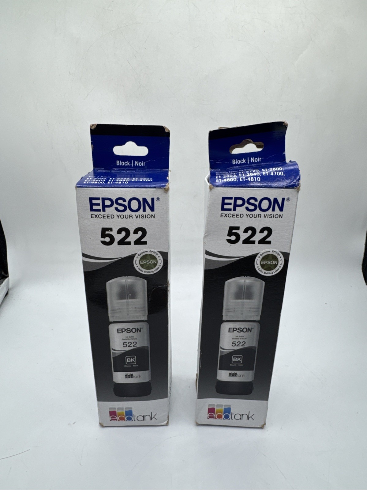 2x Epson 522 Black Ink Bottles Eco Tank ET-2400 2720 2800 4700 4800 EXP 3/28. DK