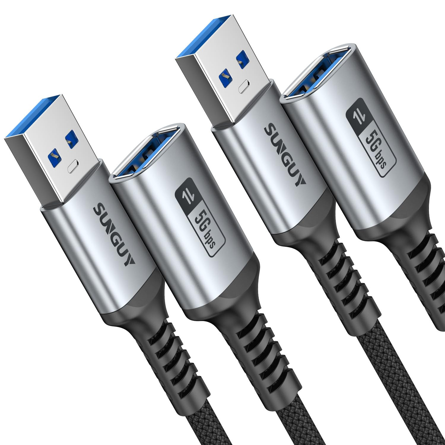 5Gbps USB 3.0 Extension Cable, [2Pack 10FT] USB Extender, USB a Male to Female