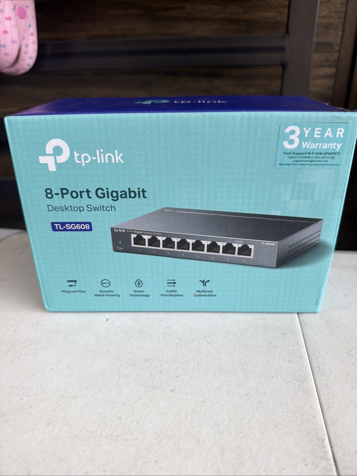 TP-Link TL-SG608 8-Port Gigabit Desktop Switch - Steel Gray NEW OPEN 
