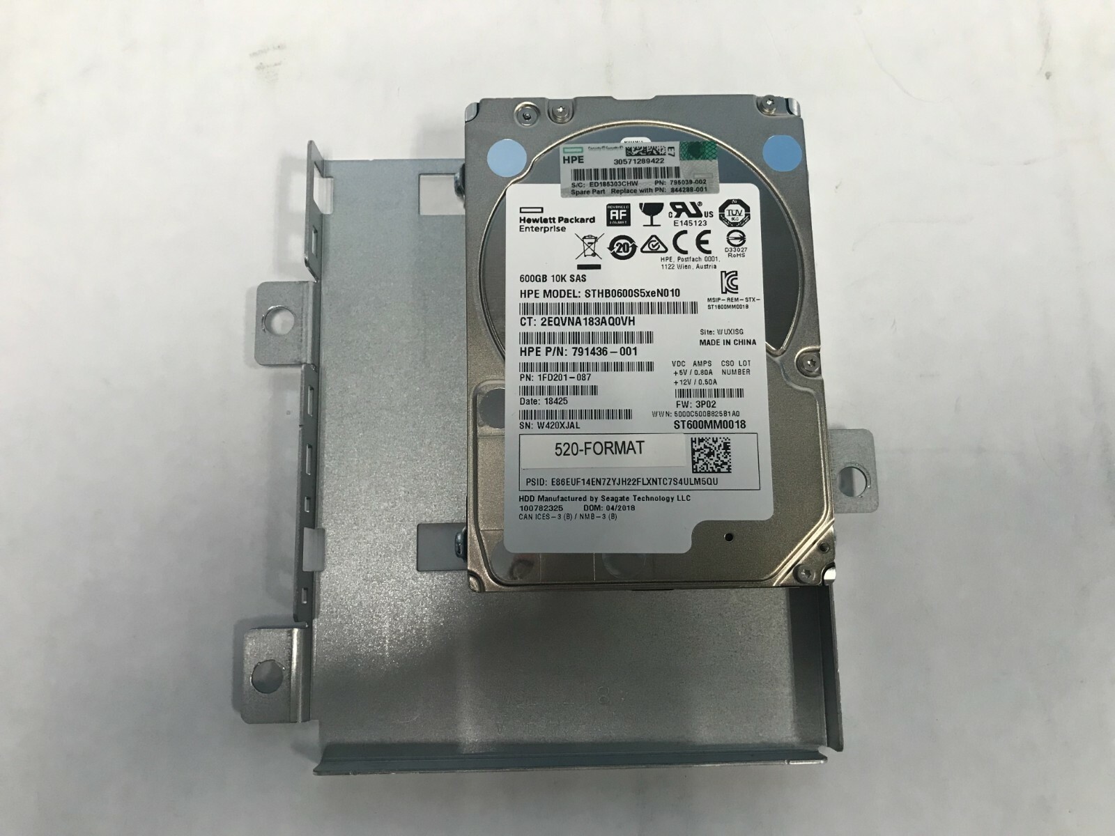 HPe 844288-001  3Par 600GB 10k 520 Format - ST600MM0018 795039-002