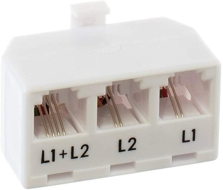 Telephone Line Splitter Adapter RJ11| Dual Line Separator 4 Conductor 3 Pack