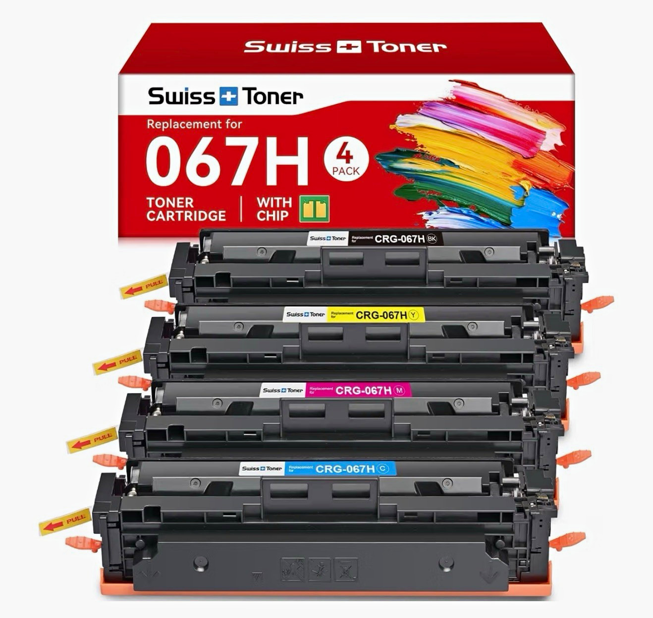 Swiss Toner Compatible 067H CRG-067H 4-Pack w/ Chip for Canon Laser