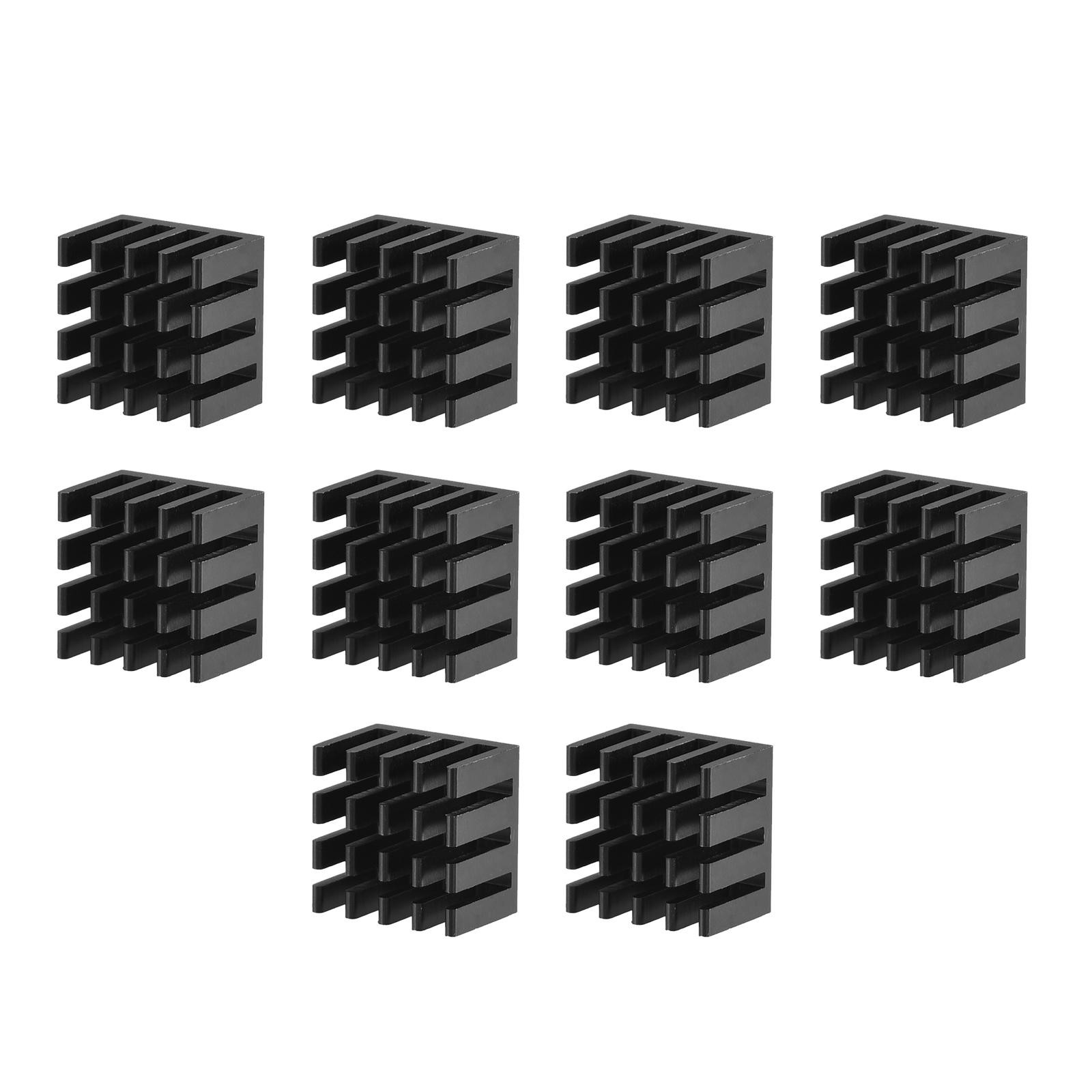 10 Pack 14x14x10mm Aluminum Electronic Cooler Radiators Black Slotted Section