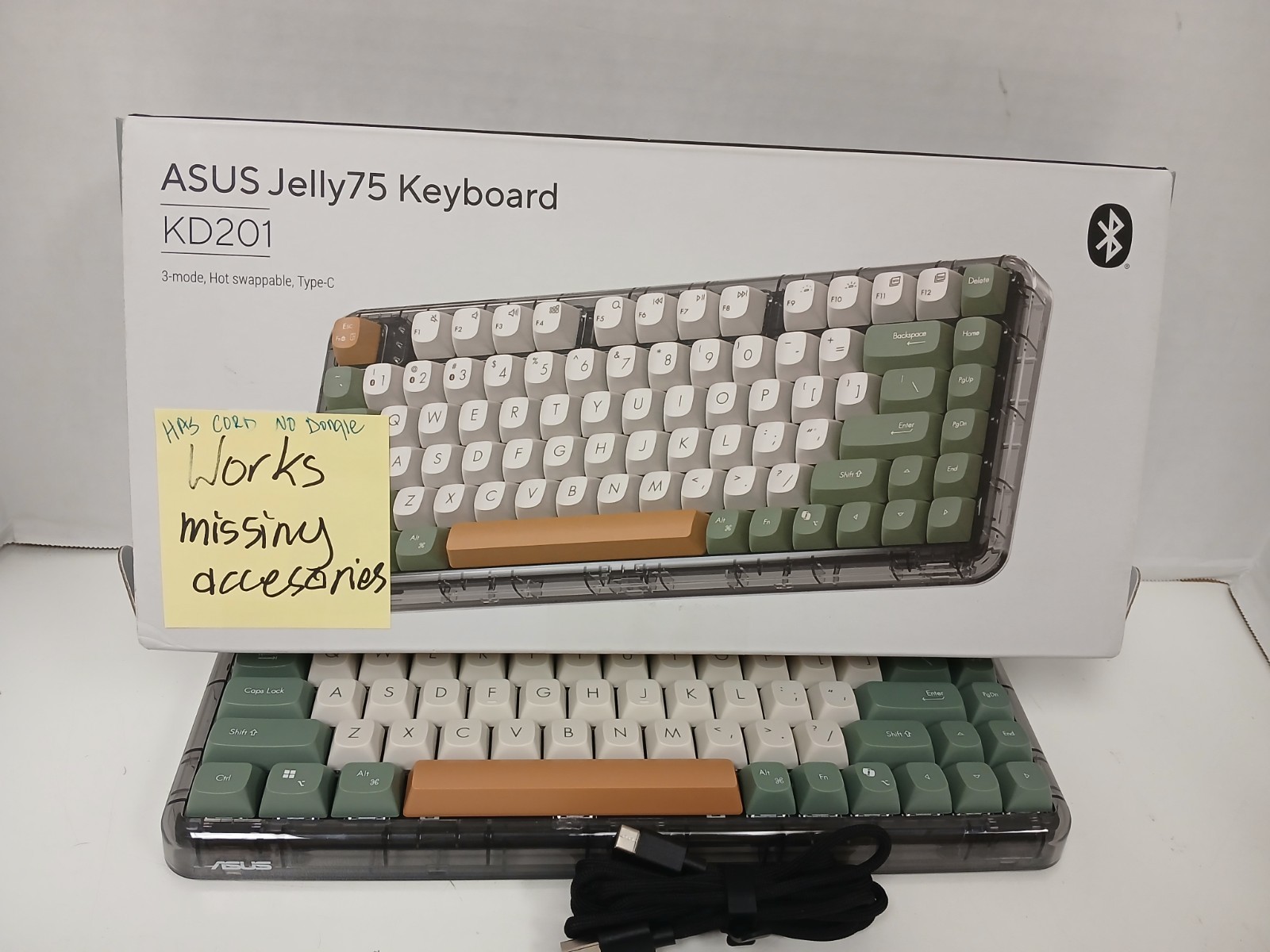 Asus Jelly75 KD201 Tri-Mode Hot Swappable Keyboard, Orange Meadow *read notes*