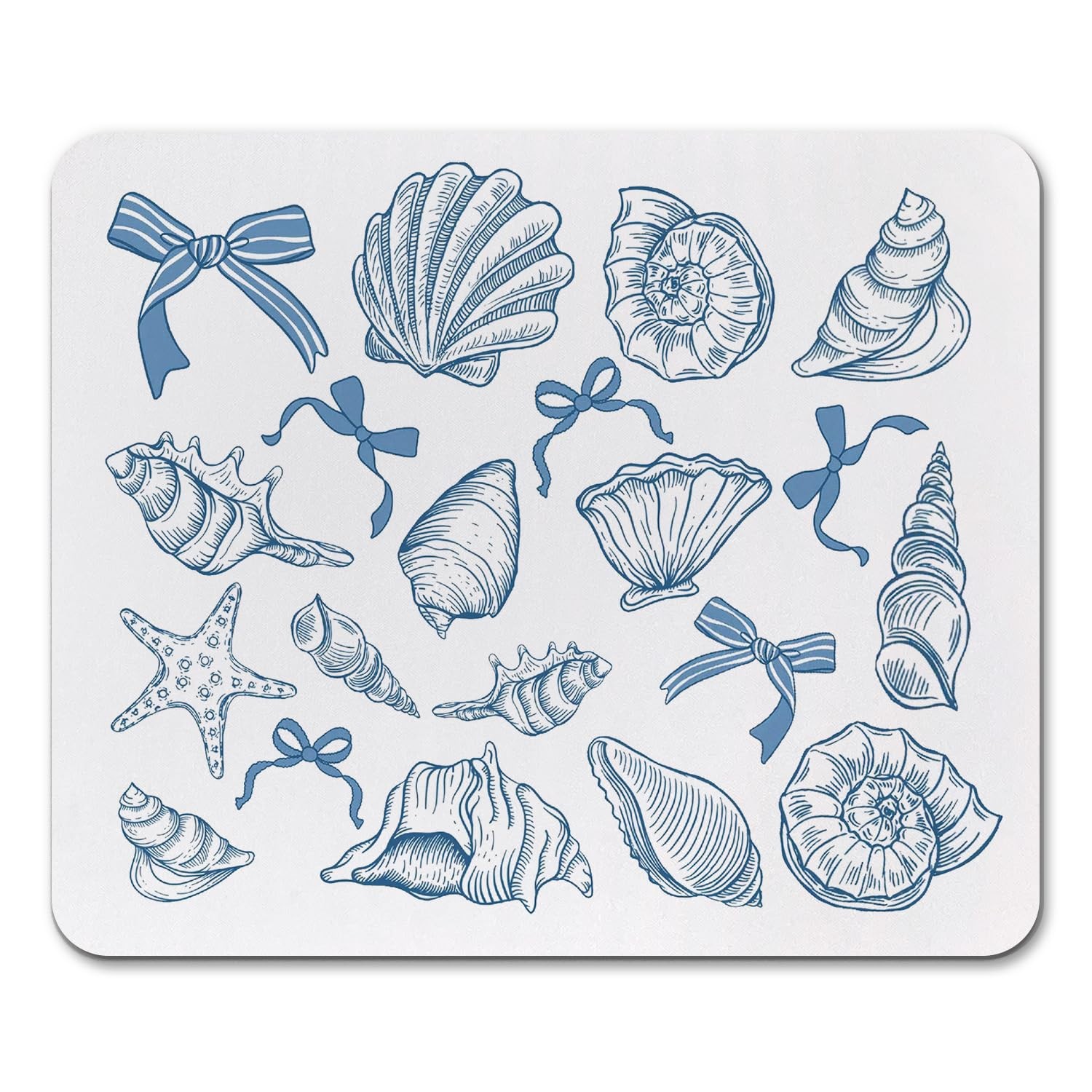 Blue Preppy Beach Mouse Pad, Coquette Blue Bow Coastal Ocean Beach Girly Mous...