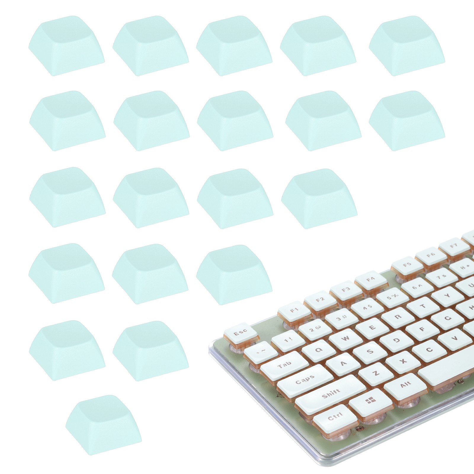 20Pcs XDA Profile Keycap Set PBT Mechanical Numeric Keypads, Cyan