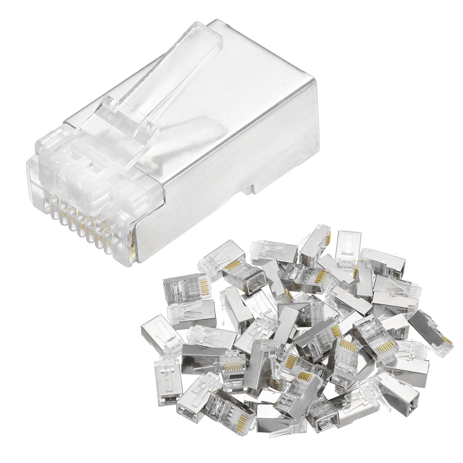 50pcs CAT6A RJ45 Pass Through Connectors for 24-26AWG Ethernet Cable
