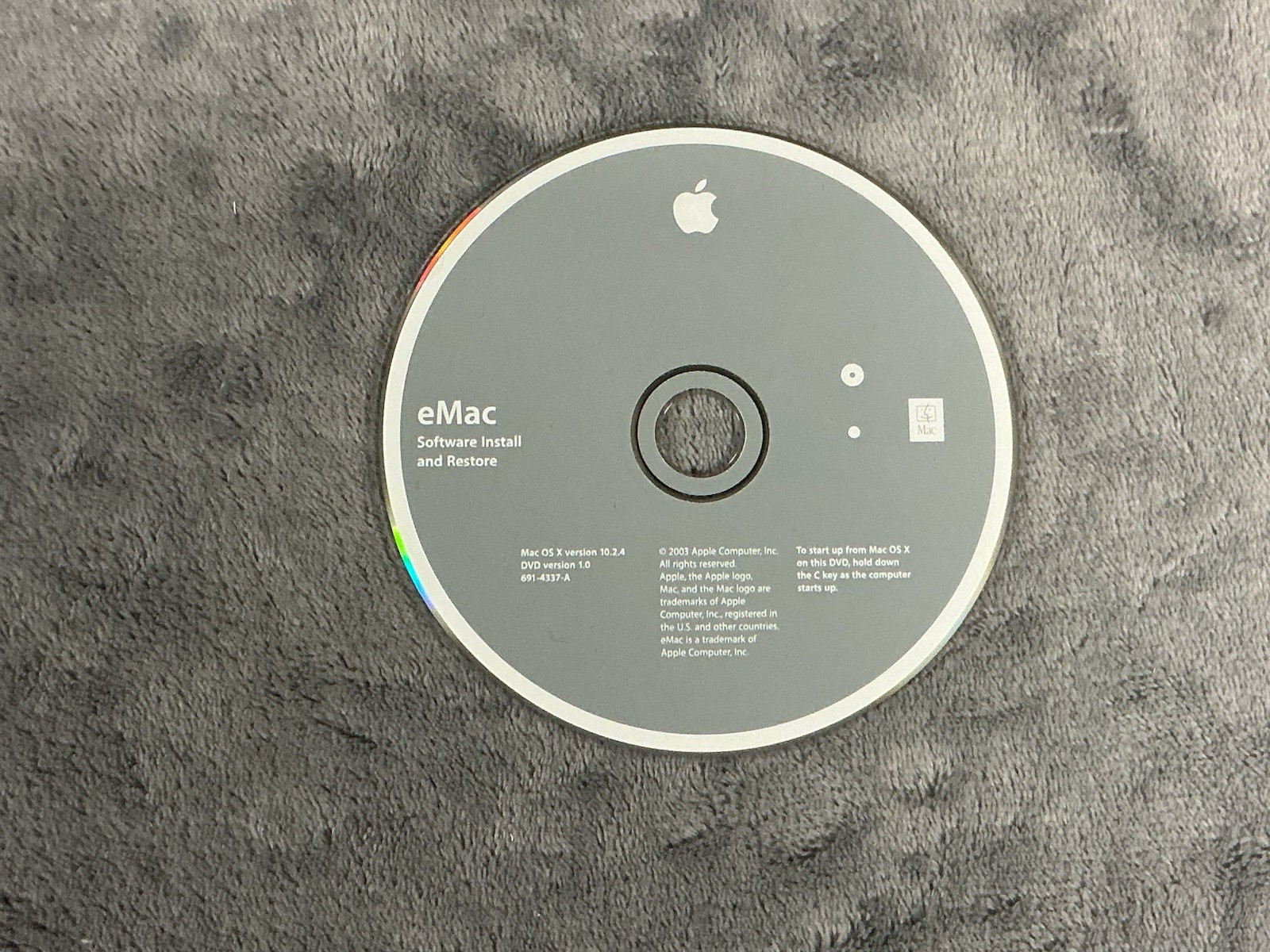 Apple eMac iMac Mac OS 10.2.4 Install Disc – Original Software CD
