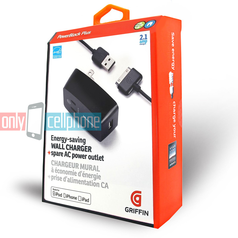 Griffin 2.1A Wall Home Charger Apple MFI Data Sync Cable for iPad 3/2/1