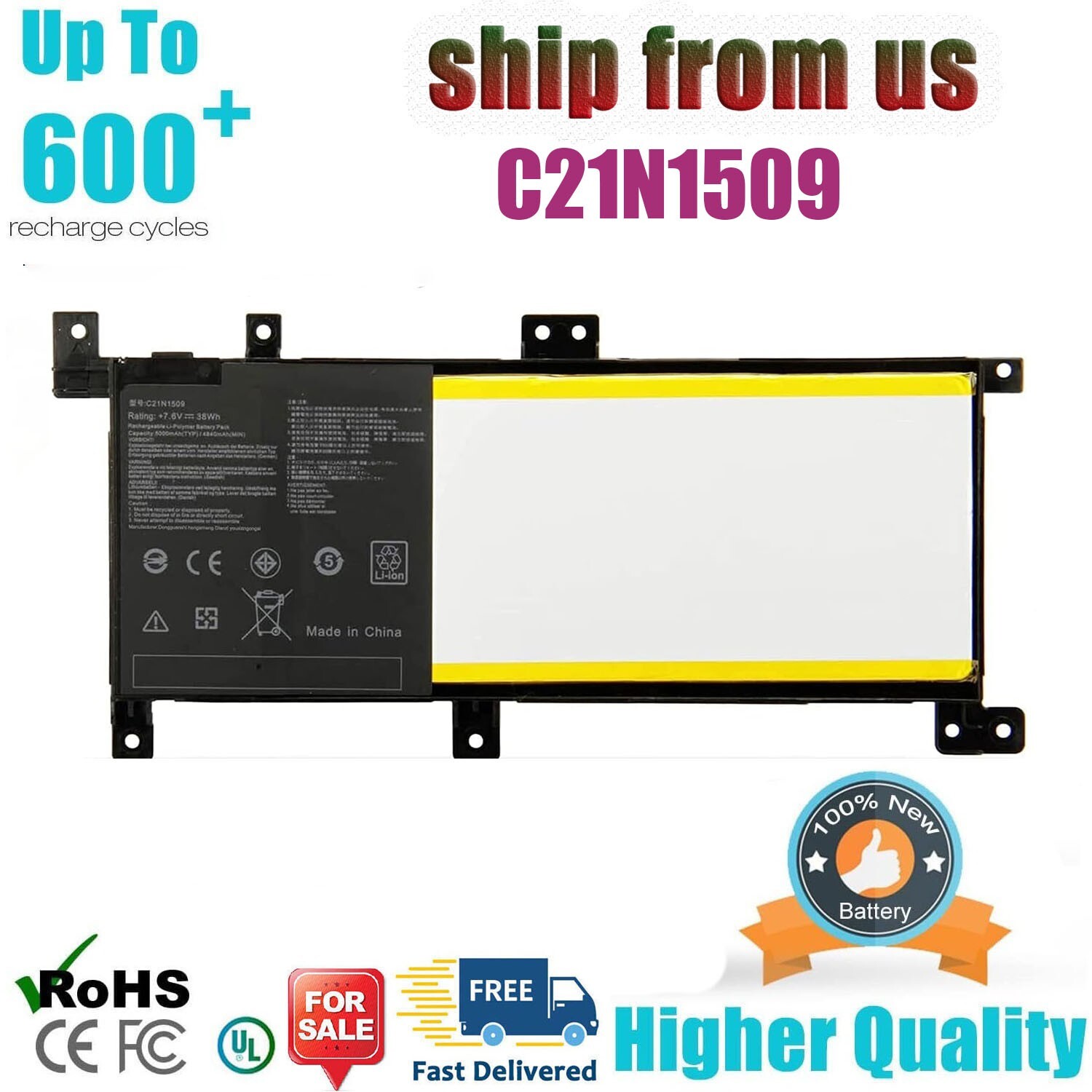 New C21N1509 Battery For Asus A556U K556U X556UJ X556UB X556UV X556UA F556U US