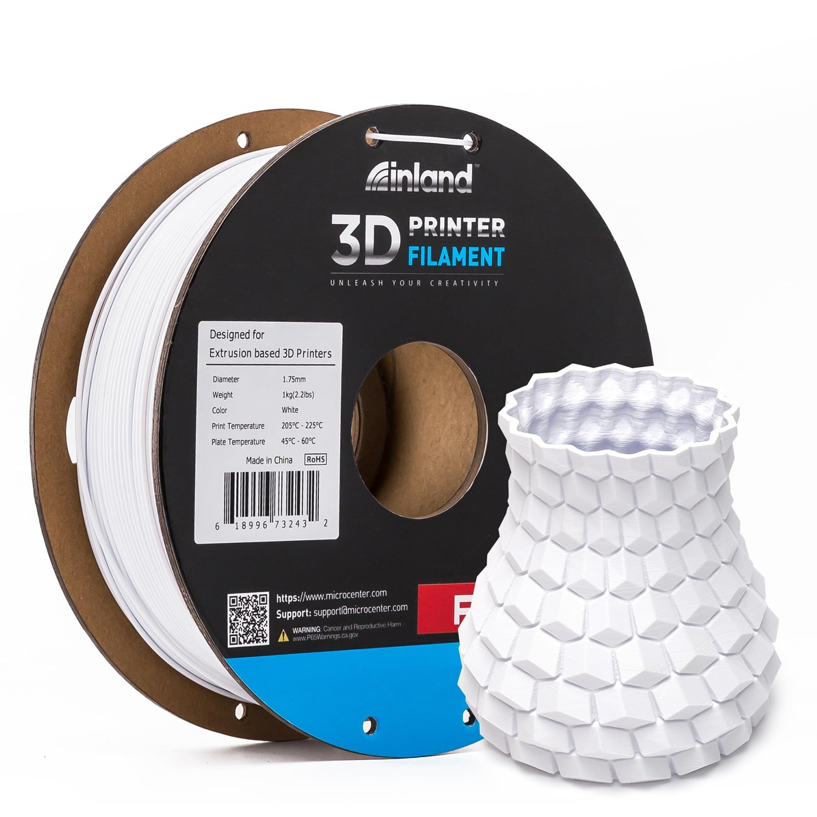 INLAND Micro Center PLA+ 3D Printing Filament 1.75mm  PLA Pro Dimensional Acc...